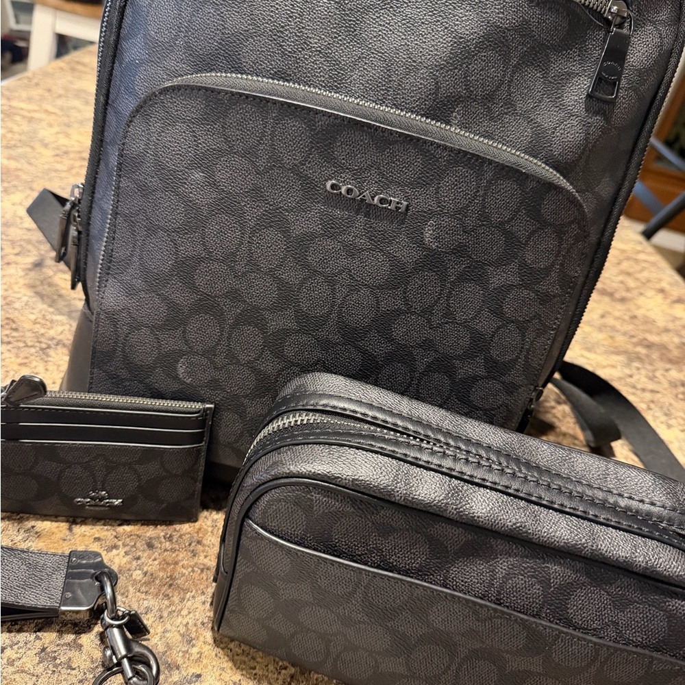 Coach Charcoal Backpack and Accessories Set - Picture 2 of 13